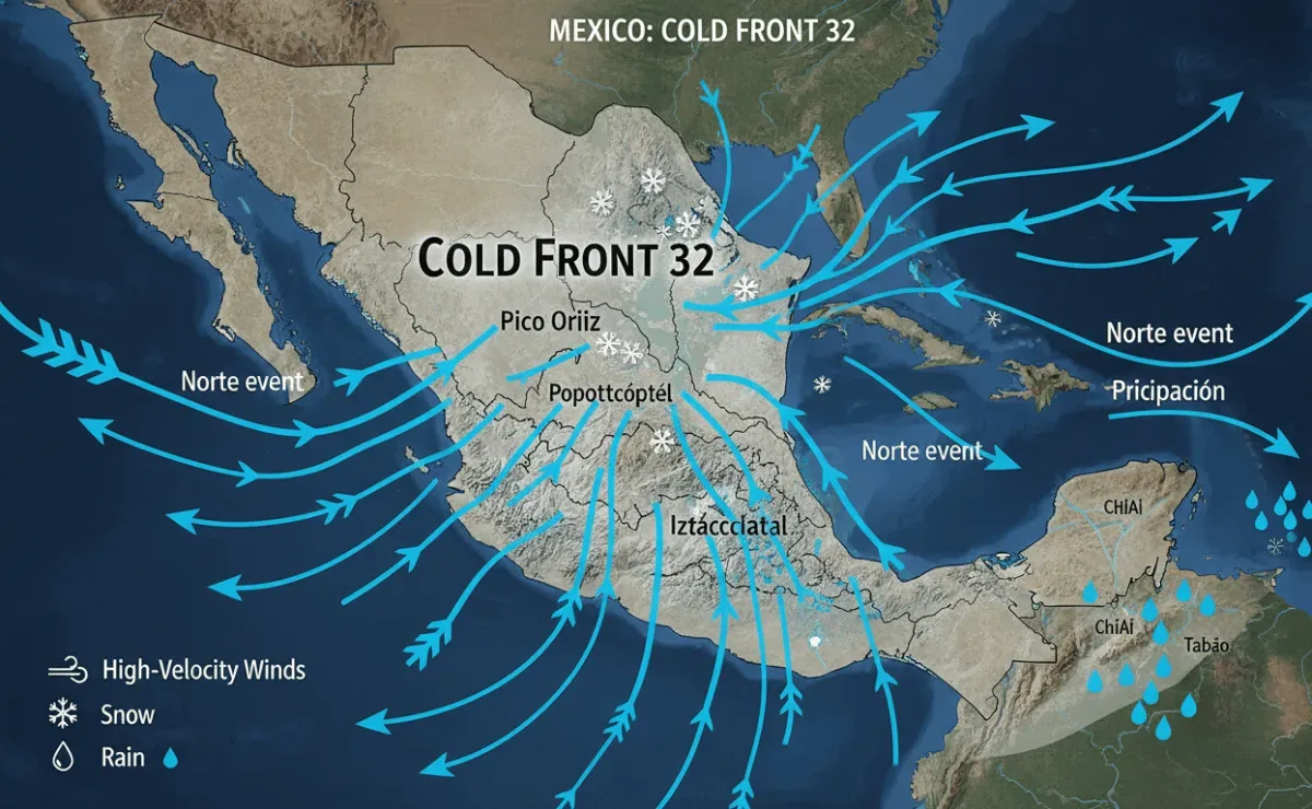 La intensa masa de aire ártico provoca extremos climáticos en México este febrero.