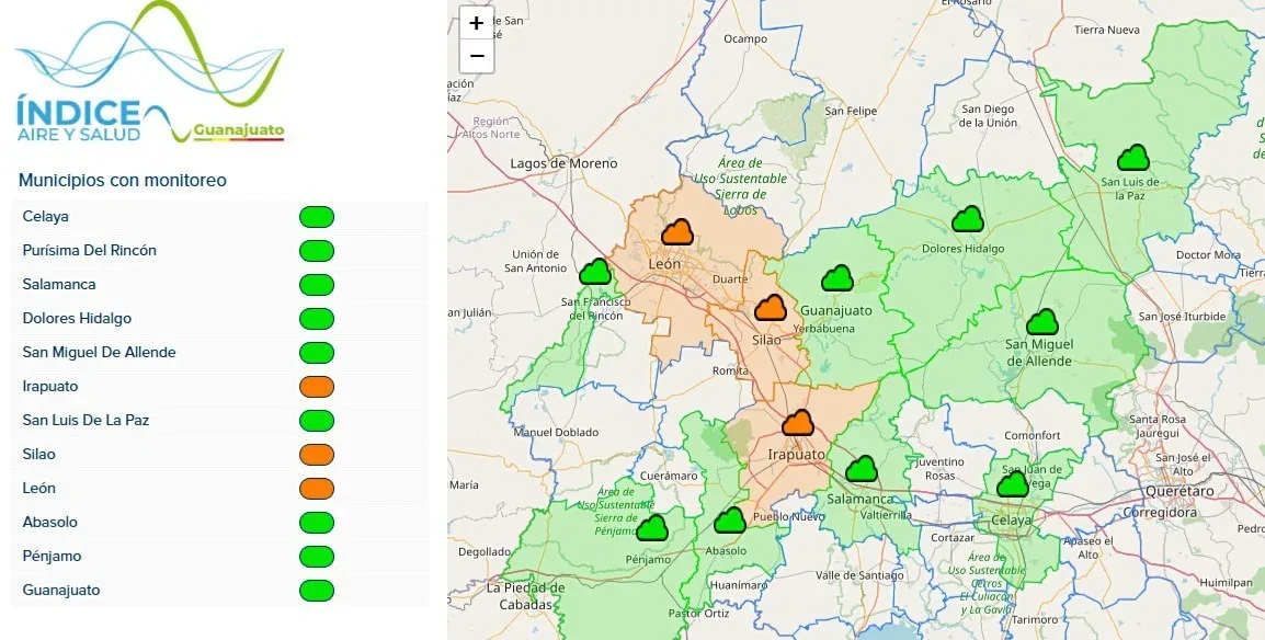 "La mala calidad del aire en Guanajuato afecta a Irapuato, Silao y León."