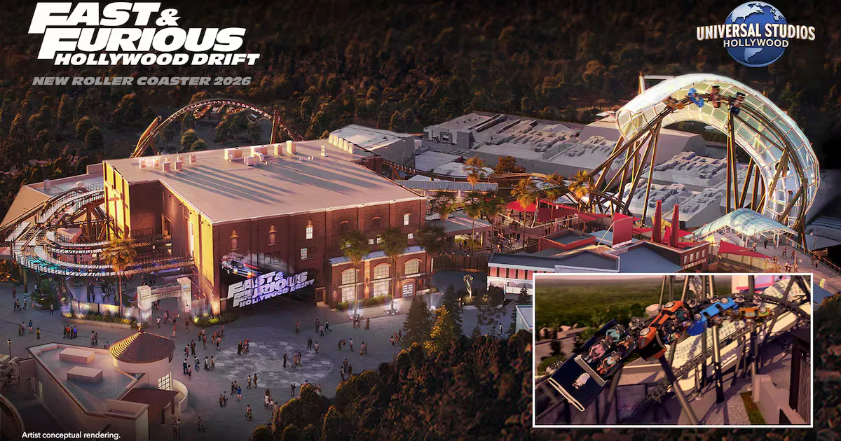 La montaña rusa “Fast & Furious: Hollywood Drift” promete emoción y velocidad.
