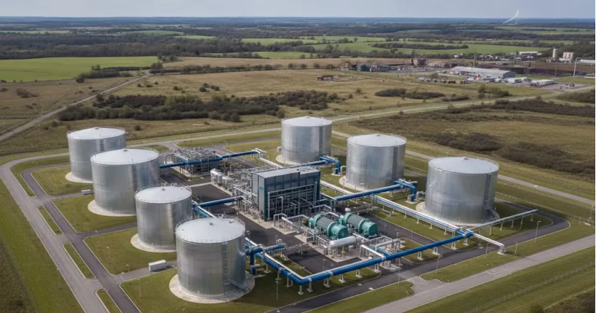 La planta de almacenamiento de energía con aire líquido en Carrington, Inglaterra.
