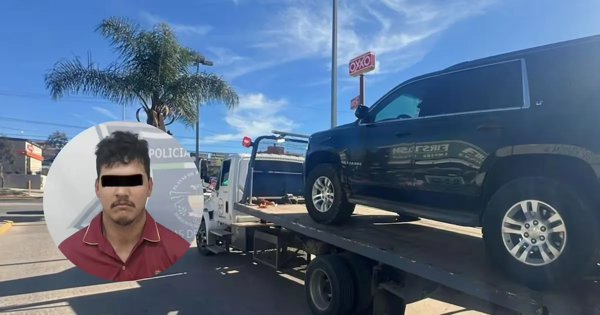 La Policía Municipal de Rosarito detiene a conductor de vehículo robado.