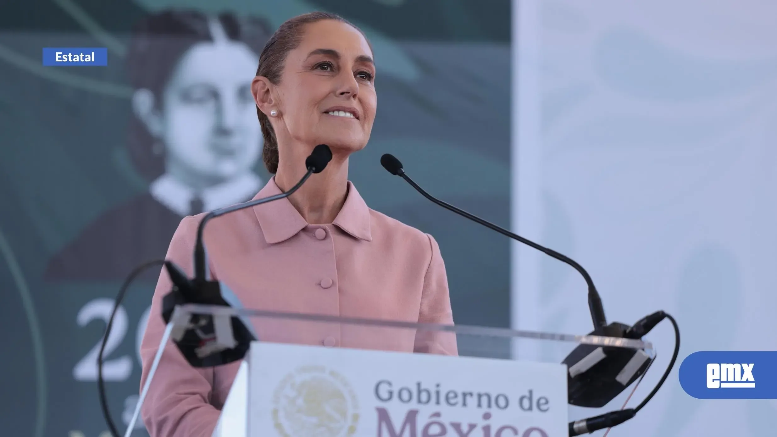 La Presidenta Claudia Sheinbaum durante el anuncio del nuevo Centro Integrador en San Quintín.
