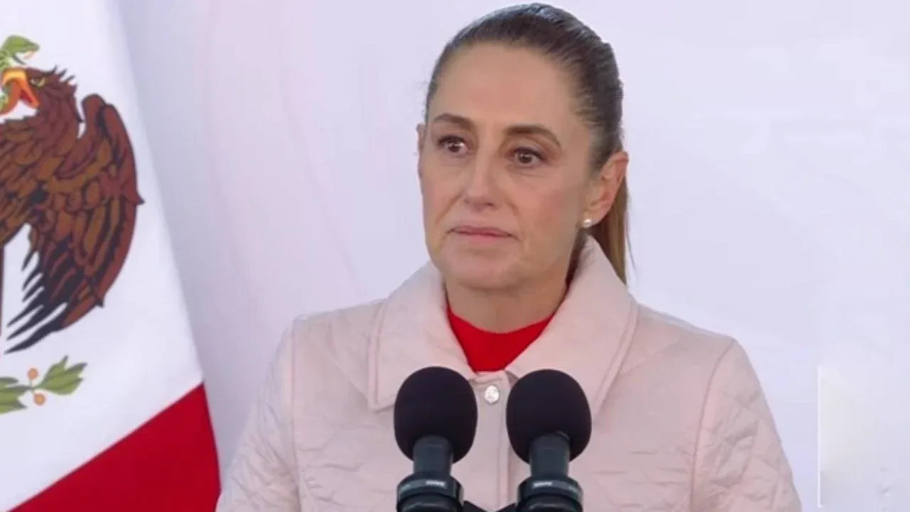"La presidenta Claudia Sheinbaum durante el anuncio del apoyo a Cuba."