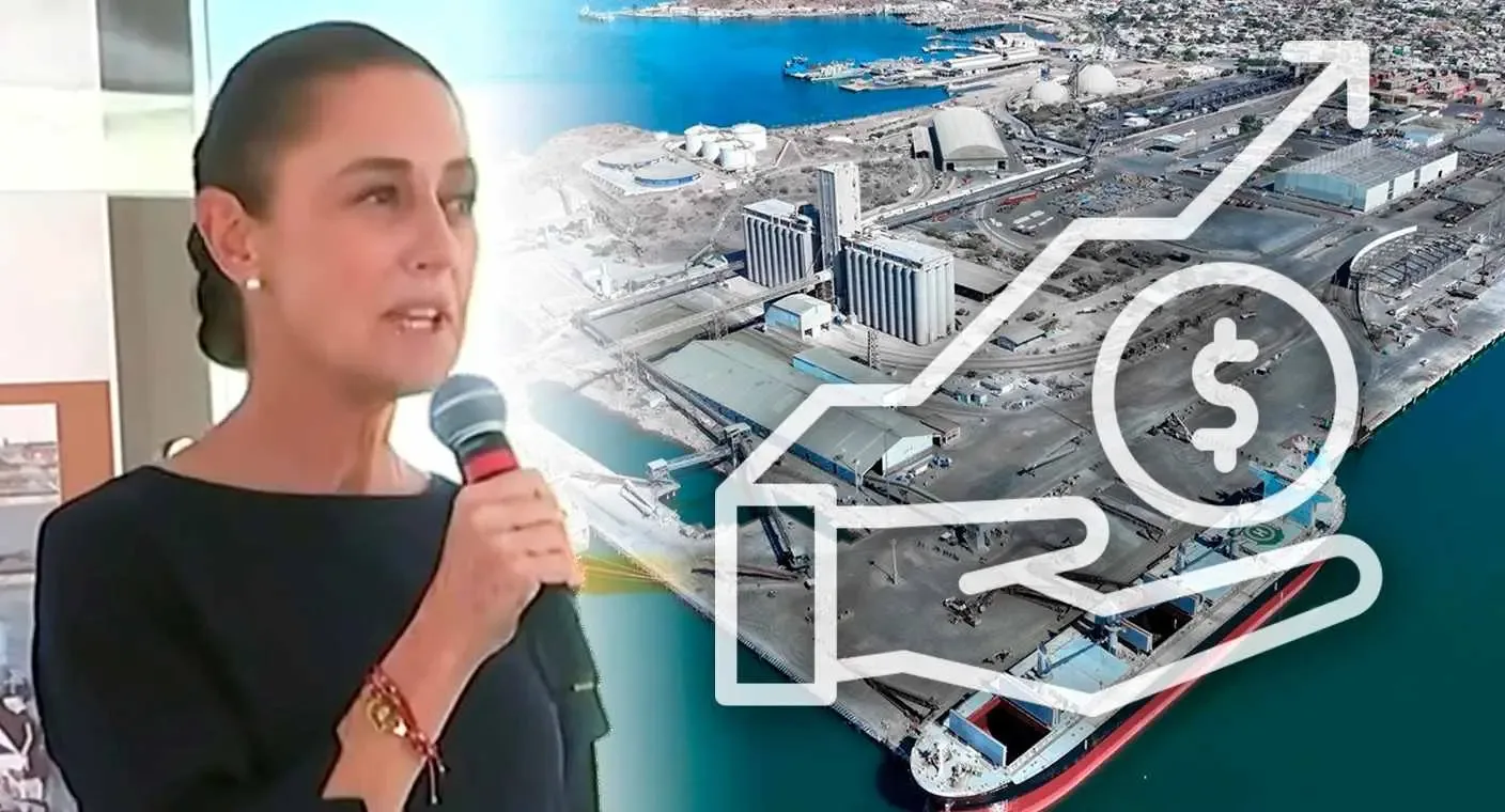 "La Presidenta Claudia Sheinbaum durante el anuncio de inversión en Guaymas."