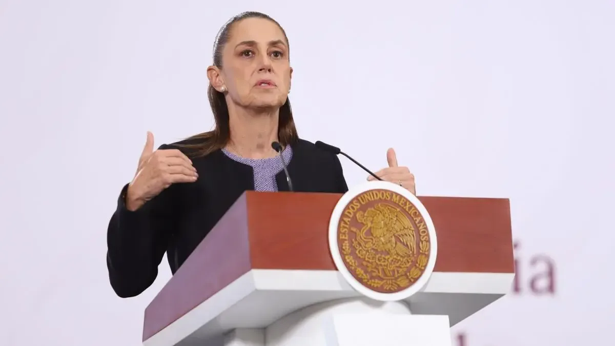 La presidenta Claudia Sheinbaum durante la conferencia tras su llamada con Trump.