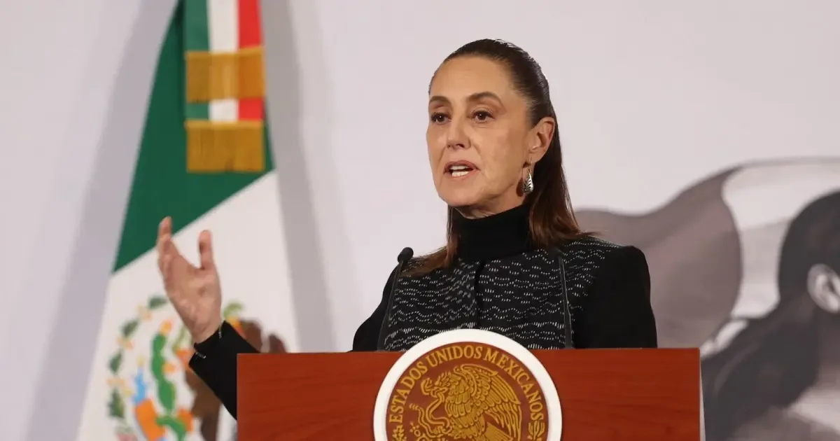 La presidenta Claudia Sheinbaum durante la conferencia de prensa sobre el SAT.