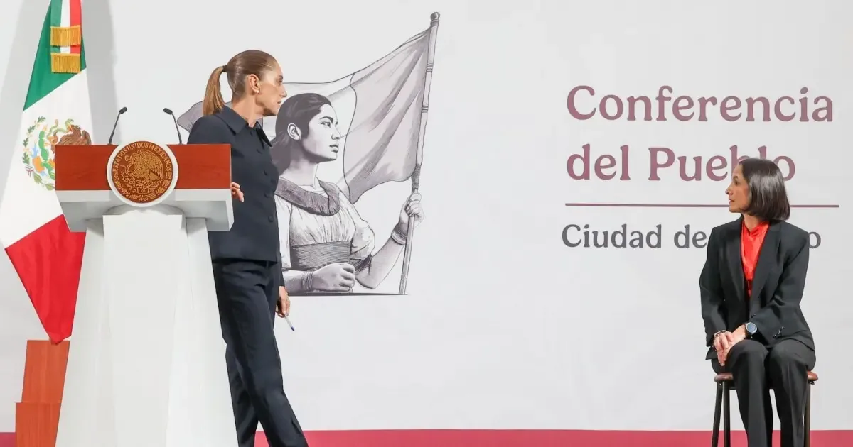 La Presidenta Claudia Sheinbaum durante la conferencia matutina en Palacio Nacional.