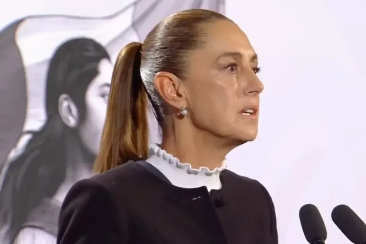 La Presidenta Claudia Sheinbaum durante la conferencia en la Cineteca Nacional.