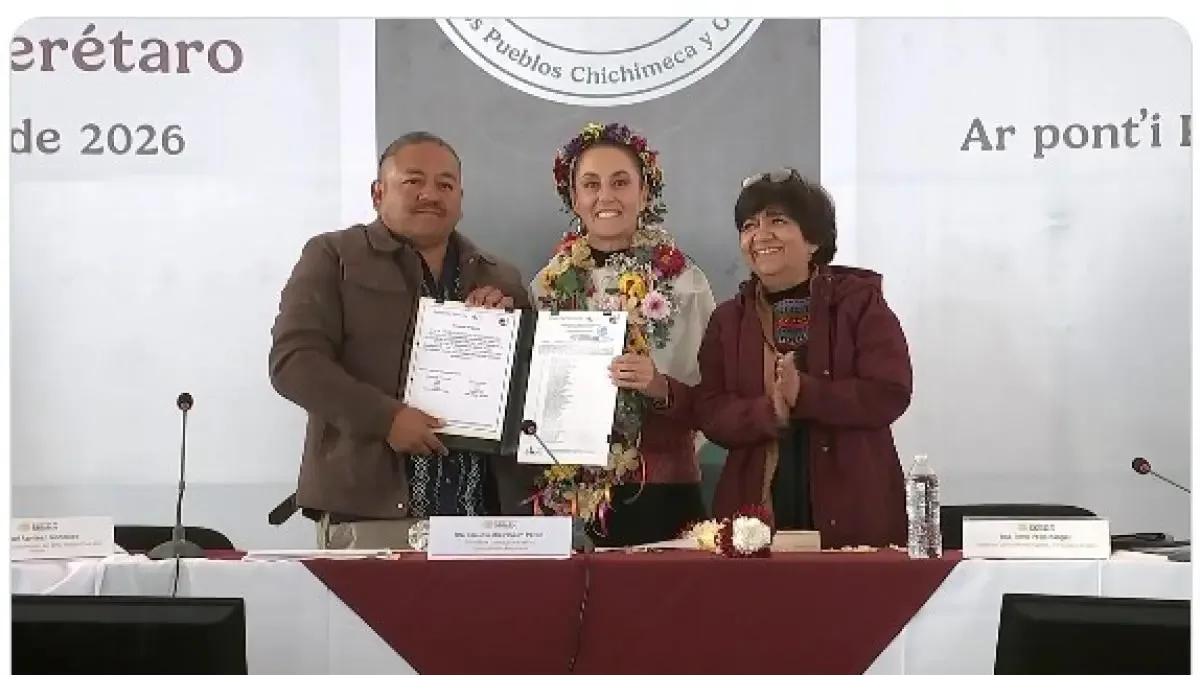 La presidenta Claudia Sheinbaum durante la inauguración del Ejido Nuevo Cruz del Palmar.