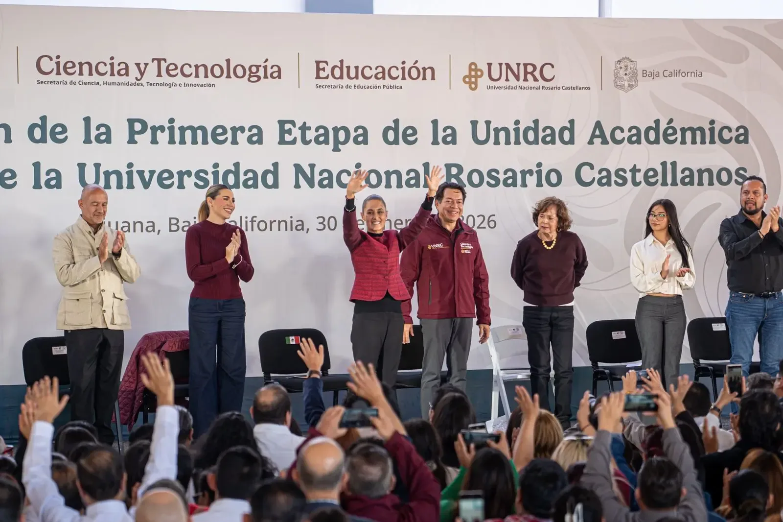 La Presidenta Claudia Sheinbaum durante la inauguración de la Universidad Rosario Castellanos en Tijuana.