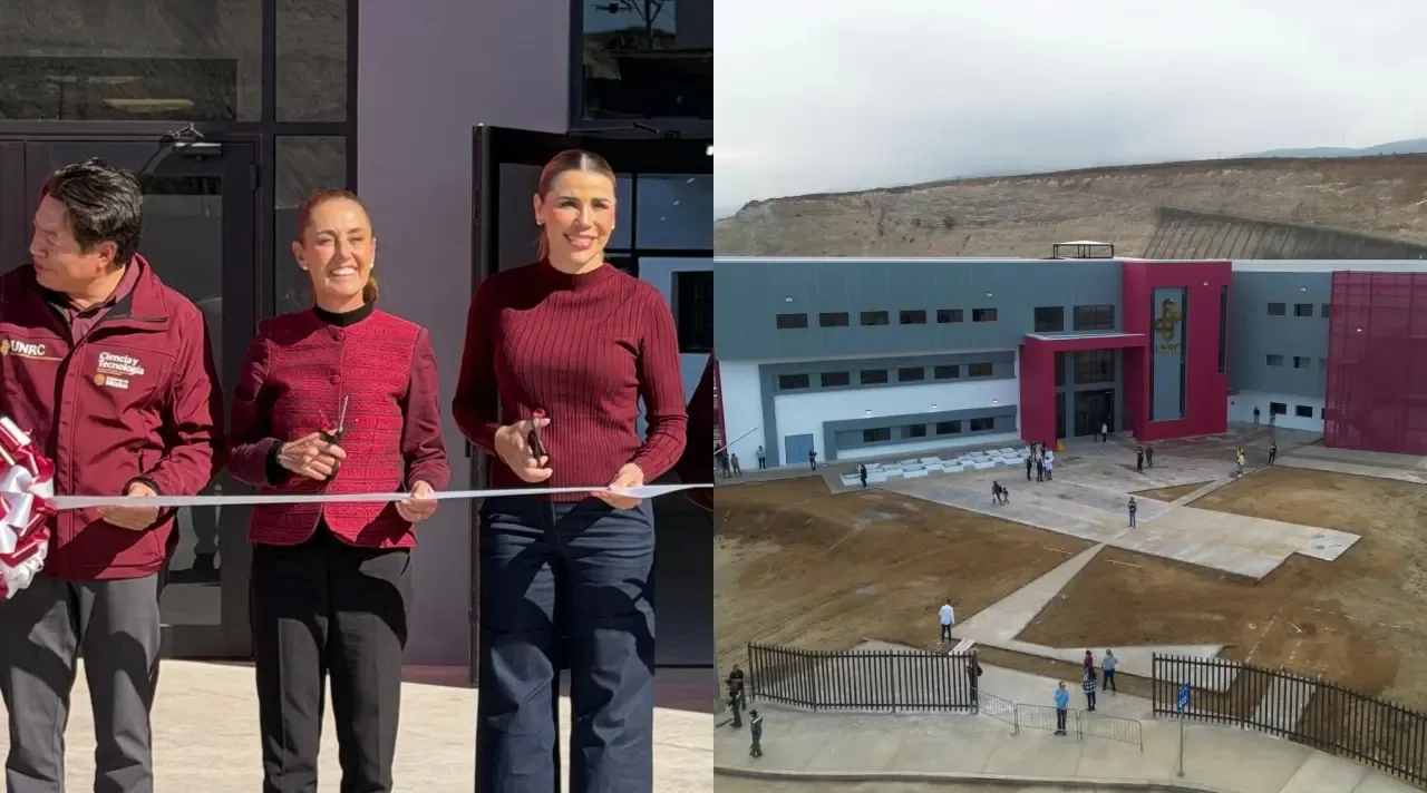 La Presidenta Claudia Sheinbaum durante la inauguración de la universidad en Tijuana.