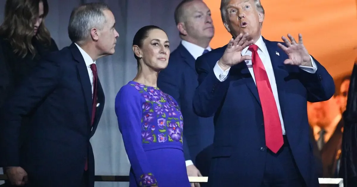 La Presidenta Claudia Sheinbaum durante la reunión con Donald Trump en Palacio Nacional