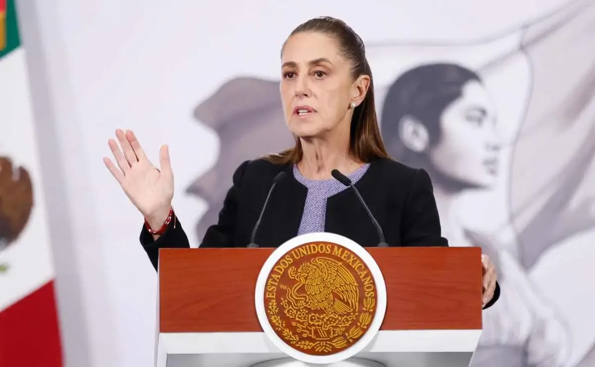 La Presidenta Claudia Sheinbaum durante su conferencia mañanera en Tijuana.