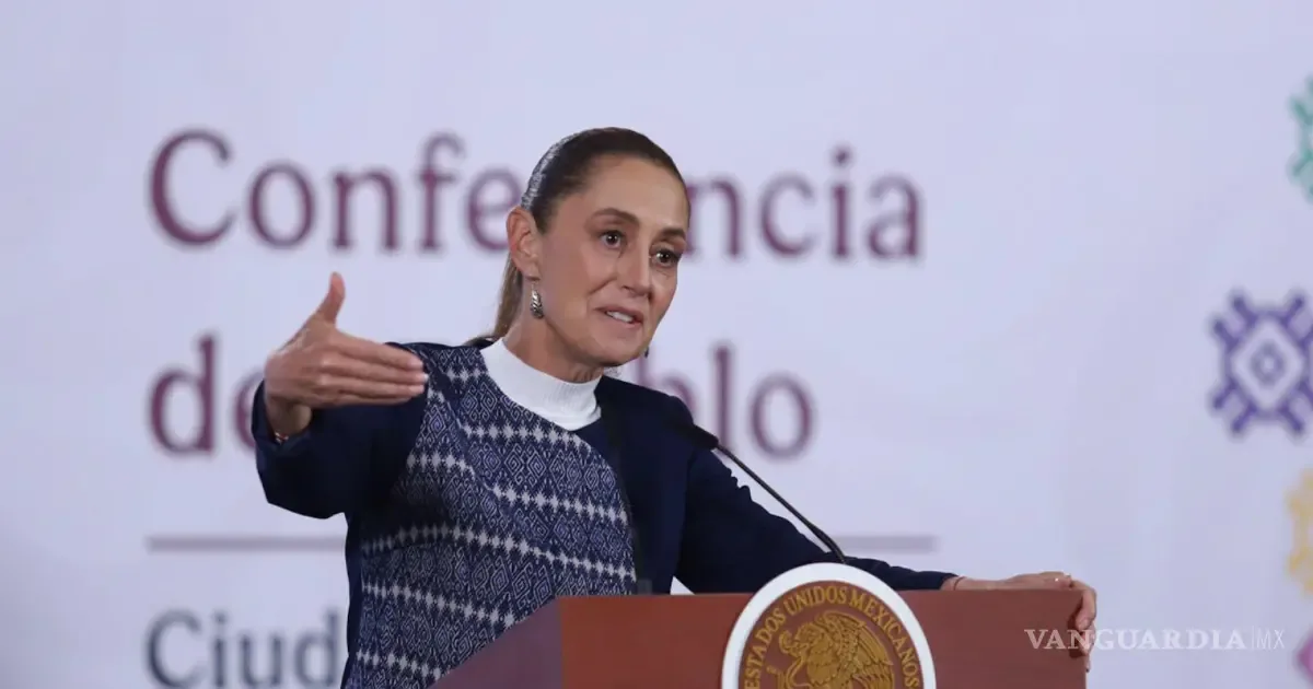 La Presidenta Claudia Sheinbaum durante su conferencia en Palacio Nacional sobre seguridad.