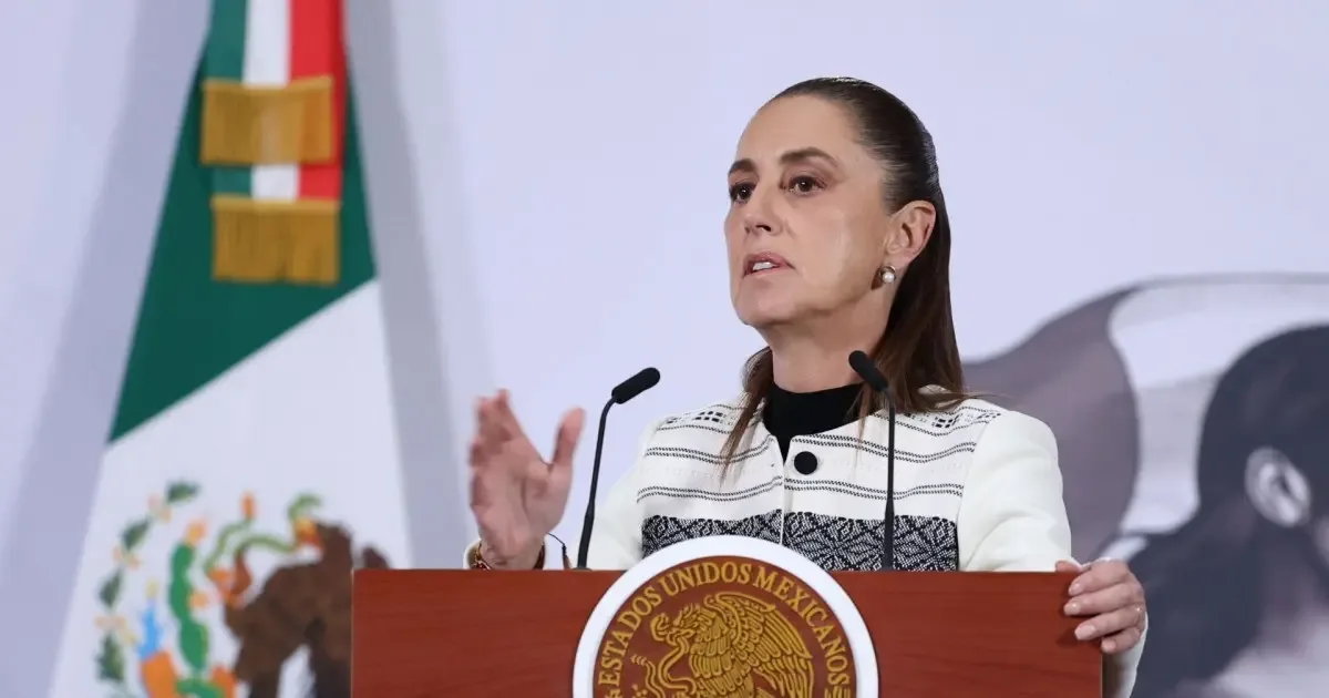La Presidenta Claudia Sheinbaum durante su conferencia en Palacio Nacional.