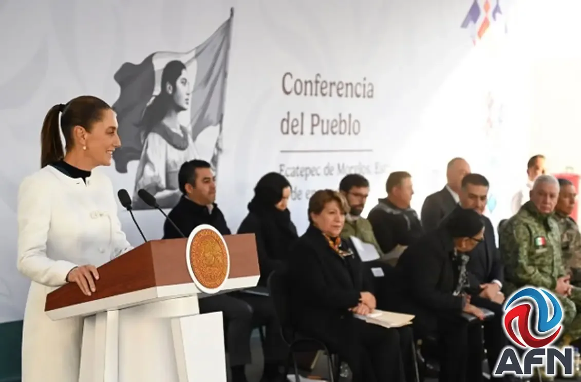 La Presidenta Claudia Sheinbaum durante su conferencia sobre seguridad en el Estado de México.