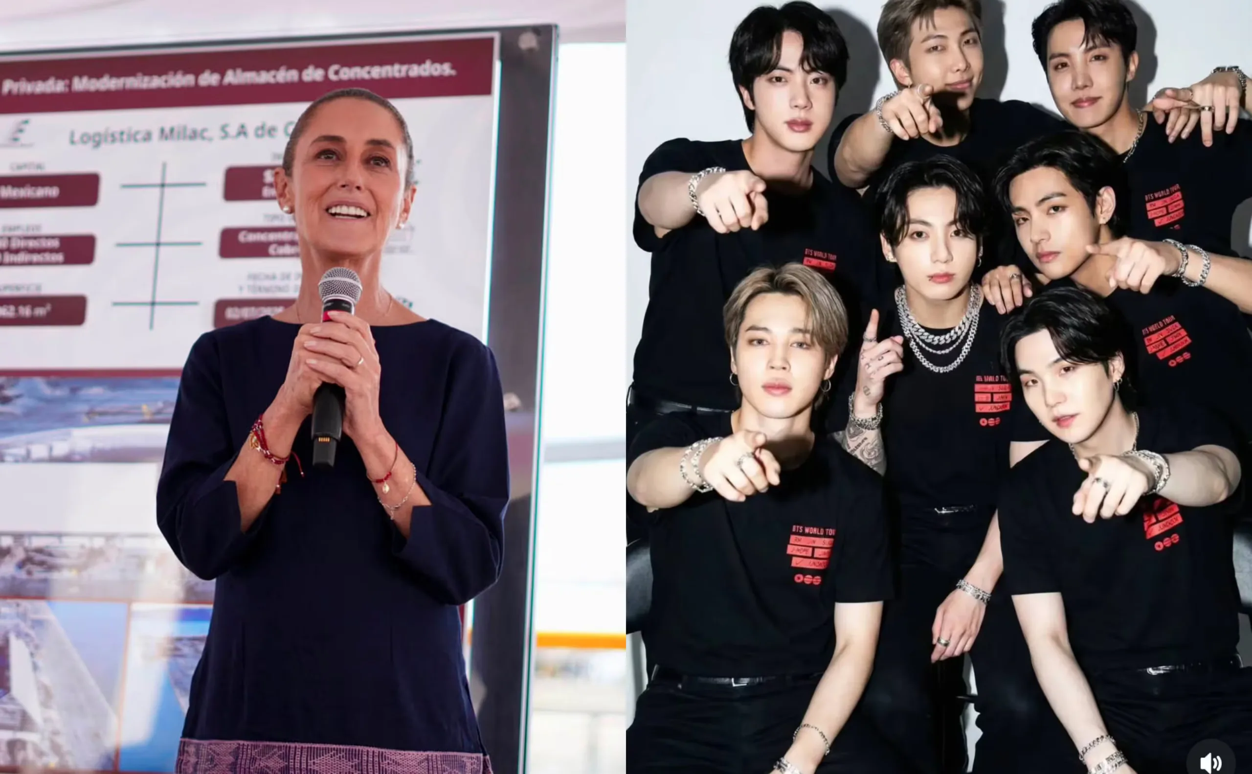 "La Presidenta Claudia Sheinbaum durante su conferencia sobre BTS y Corea del Sur."