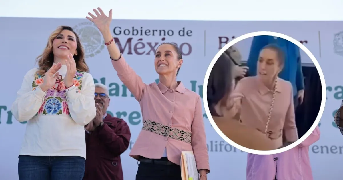 "La presidenta Claudia Sheinbaum durante su intervención en San Quintín."