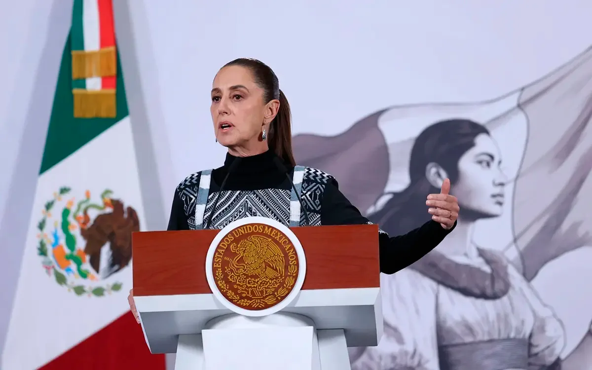 "La Presidenta Claudia Sheinbaum durante su reciente anuncio sobre la mañanera."