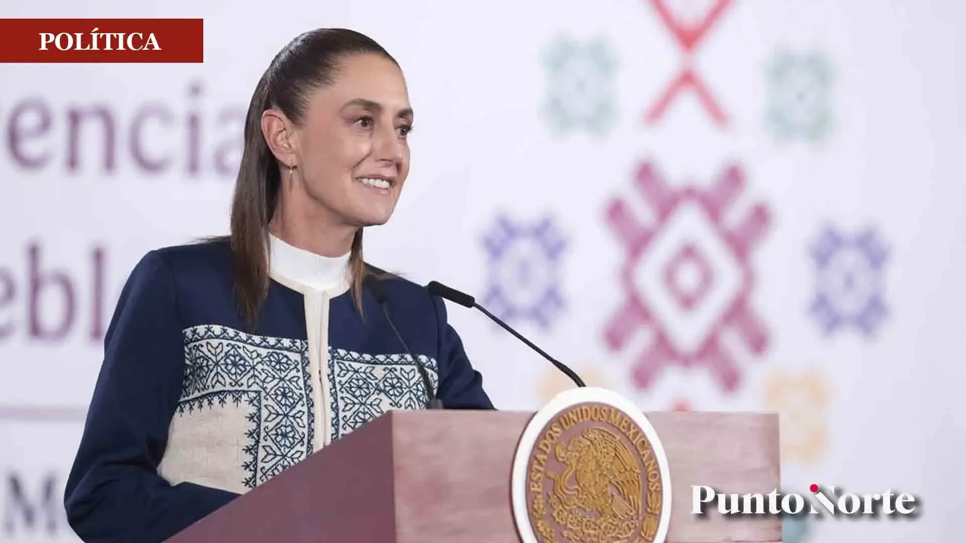 La Presidenta Claudia Sheinbaum durante una conferencia de prensa.