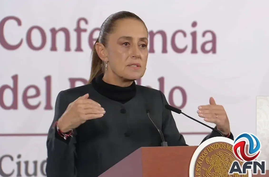 La presidenta Claudia Sheinbaum Pardo durante la conferencia sobre extradiciones.