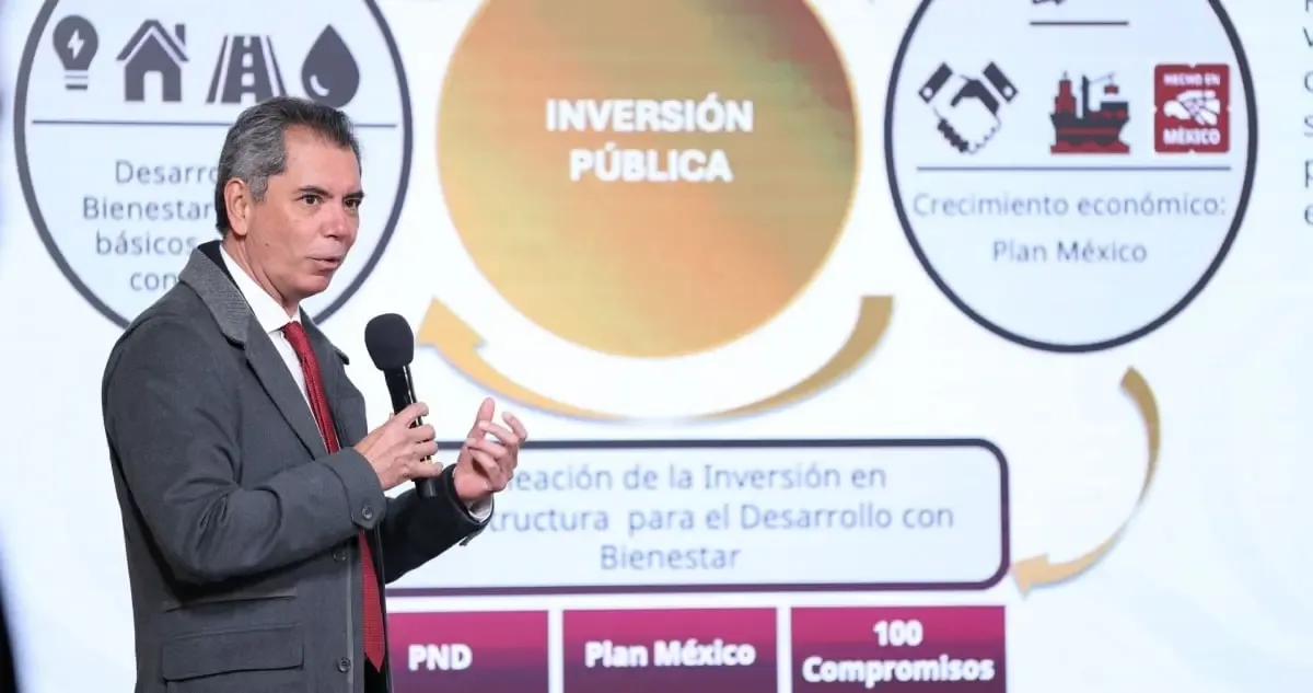 La Presidenta Claudia Sheinbaum presenta el plan de inversión en Palacio Nacional.