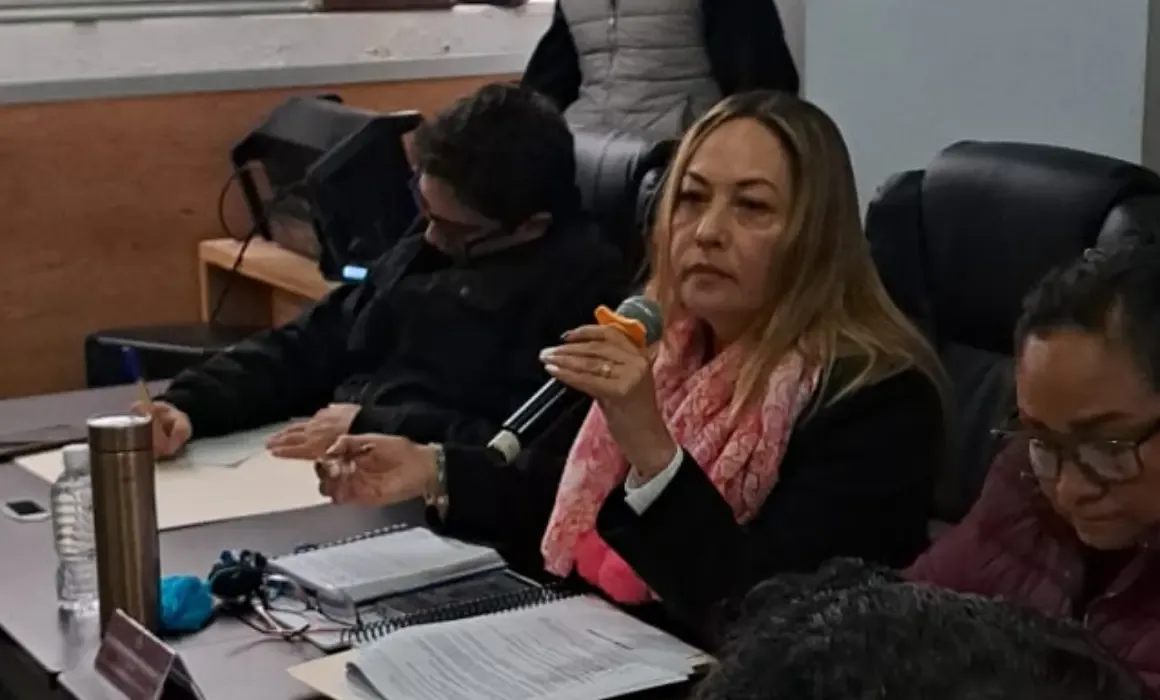 La regidora Karina Chiapa Mendoza durante la sesión de Cabildo en Tula de Allende.