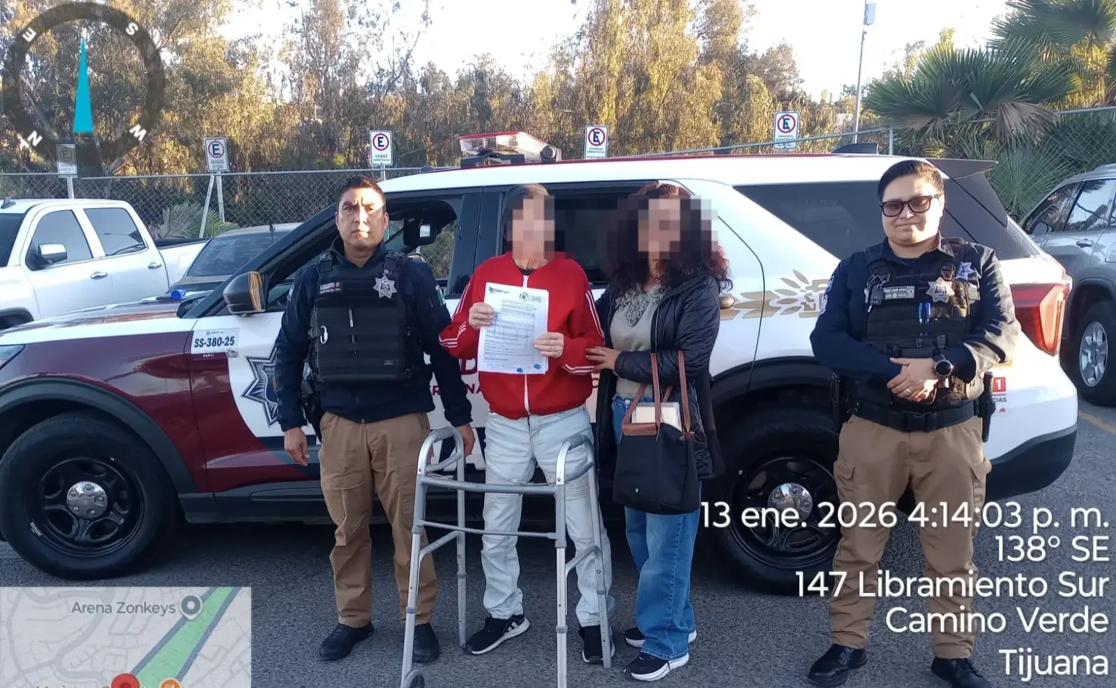La Secretaría de Seguridad durante el proceso de localización del adulto mayor.