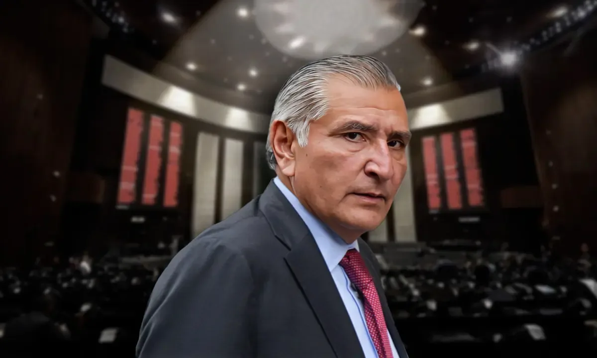 La senadora Andrea Chávez durante un evento en el Senado tras la renuncia de Adán Augusto.