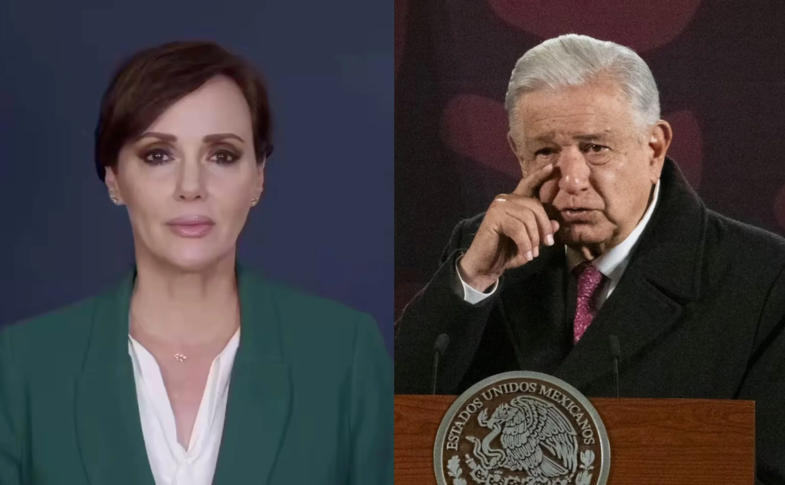 La senadora Lilly Téllez durante su declaración sobre el desvío de fondos.