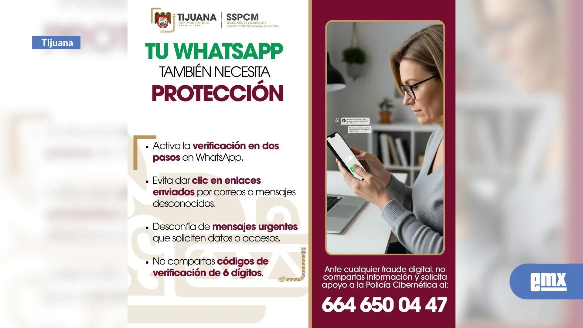La SSPCM advierte sobre el incremento de fraudes en cuentas de WhatsApp.
