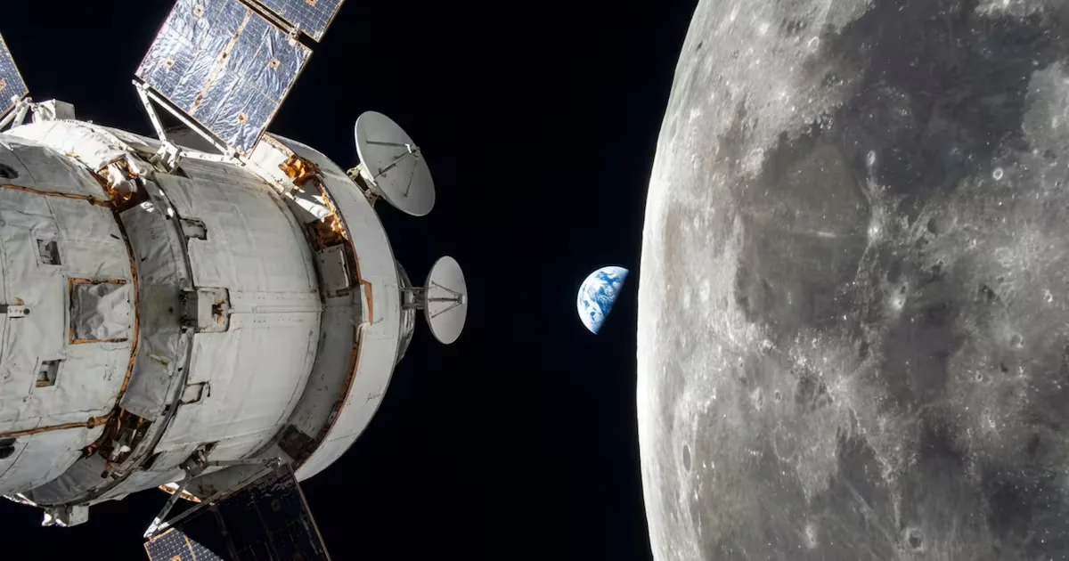 “La Tierra ocultándose tras la Luna, capturada durante Artemis I."