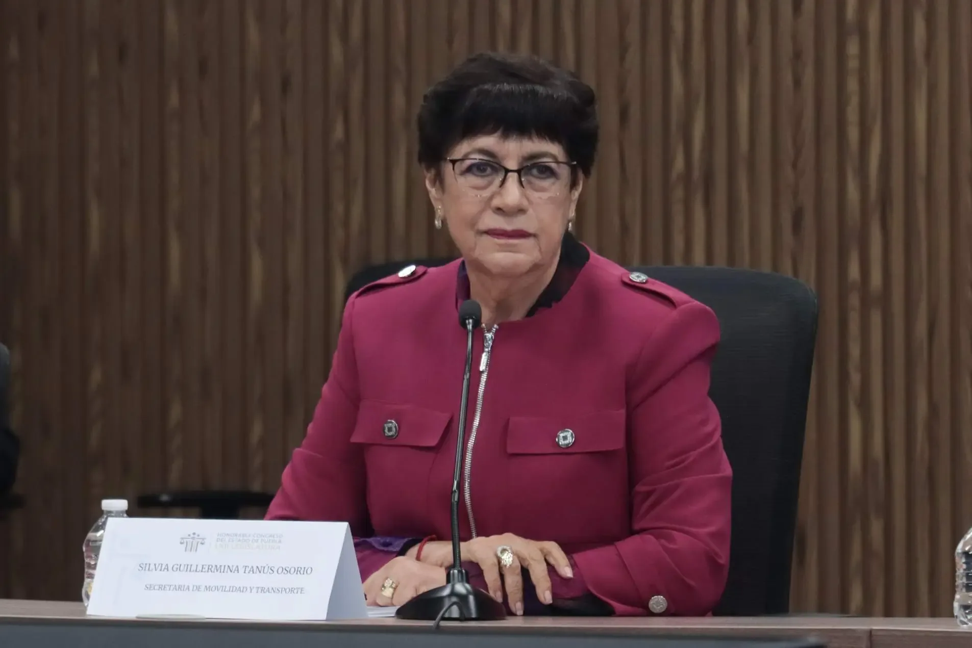 La titular de la SMT, Silvia Tanús Osorio, en la presentación de resultados de operativos.