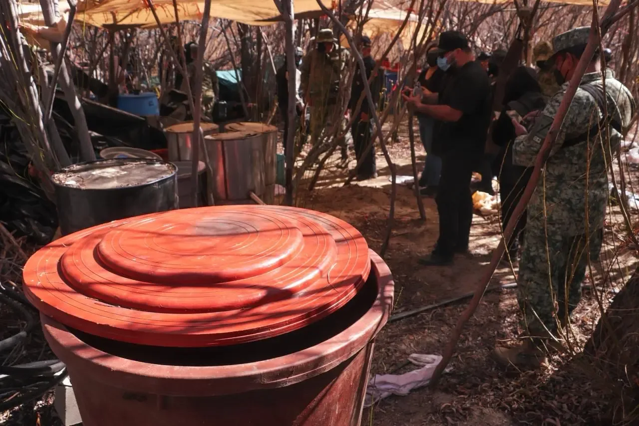 Laboratorio clandestino de metanfetamina descubierto en la sierra de San Pedro Mártir.