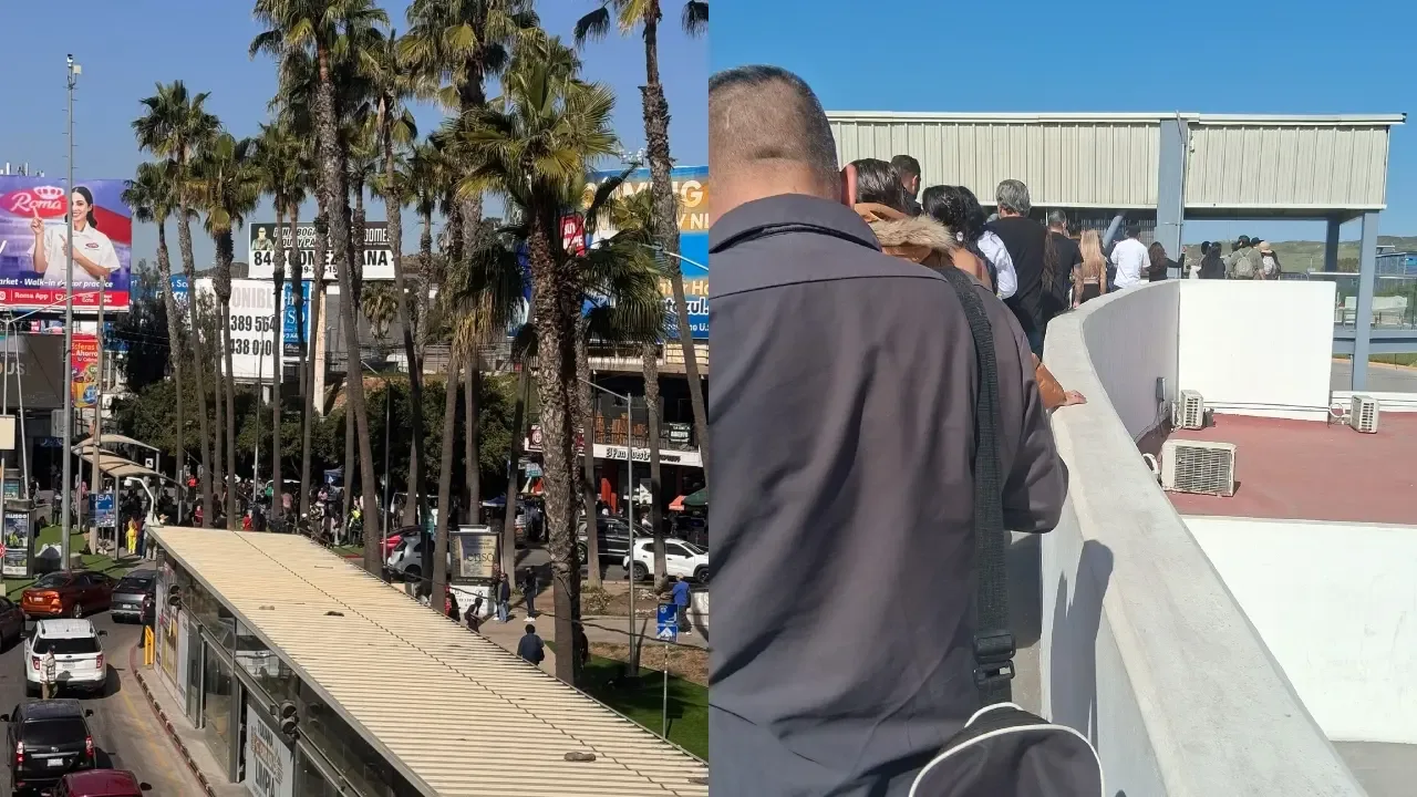 Largas esperas en cruces peatonales de Tijuana hacia San Ysidro.