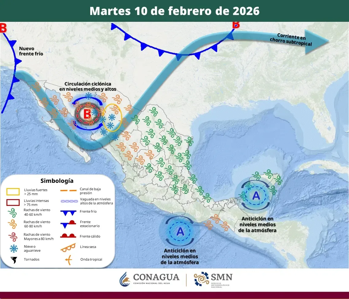Las condiciones climáticas afectarán varias localidades de la península de Yucatán, aumentando la posibilidad de chubascos.