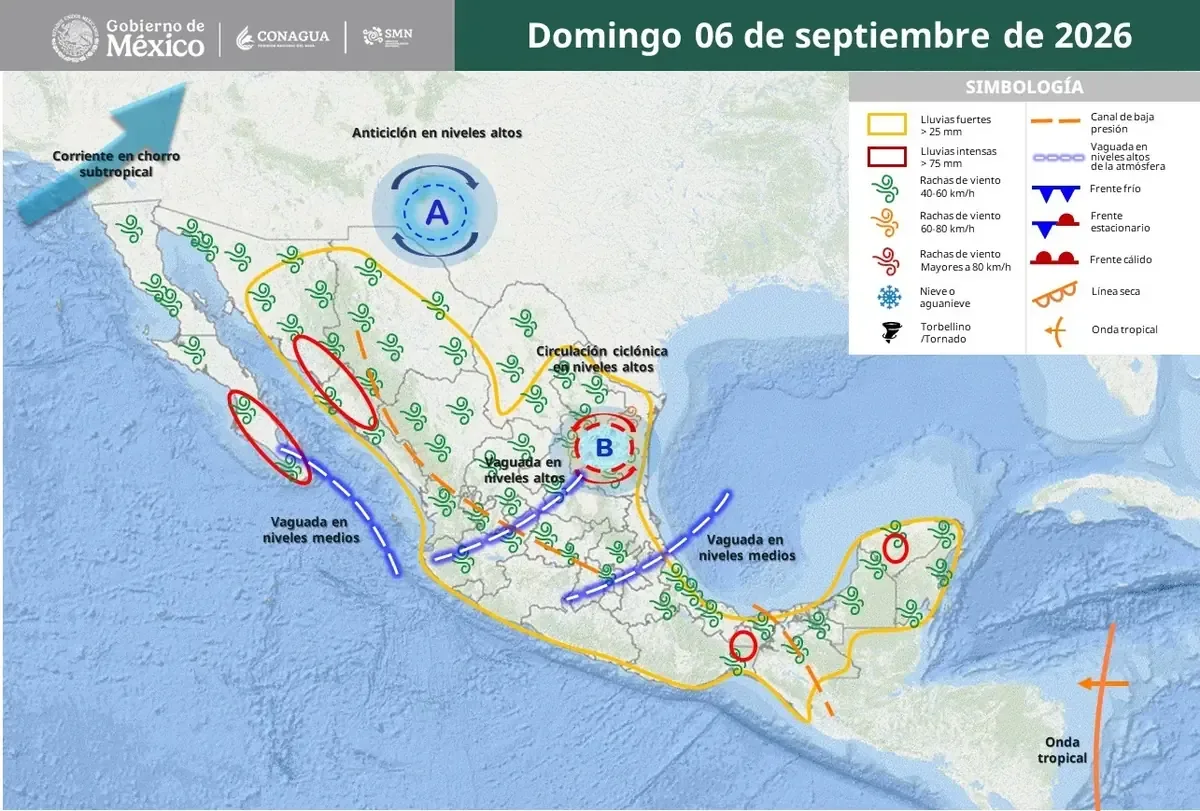 Un frente frío, junto con el monzón mexicano, provocará fuertes lluvias en diversas regiones del noroeste del país.