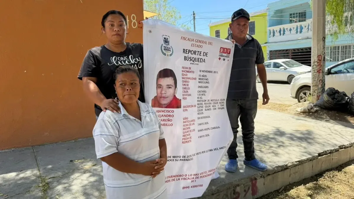 Francisco Alejandro, de 15 años, fue encontrado tras varios días de búsqueda en Coahuila, después de ausentarse el 3 de mayo.