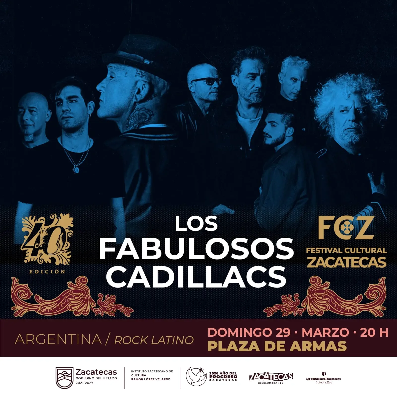 "Los Fabulosos Cadillacs se presentarán el 29 de marzo en Zacatecas."