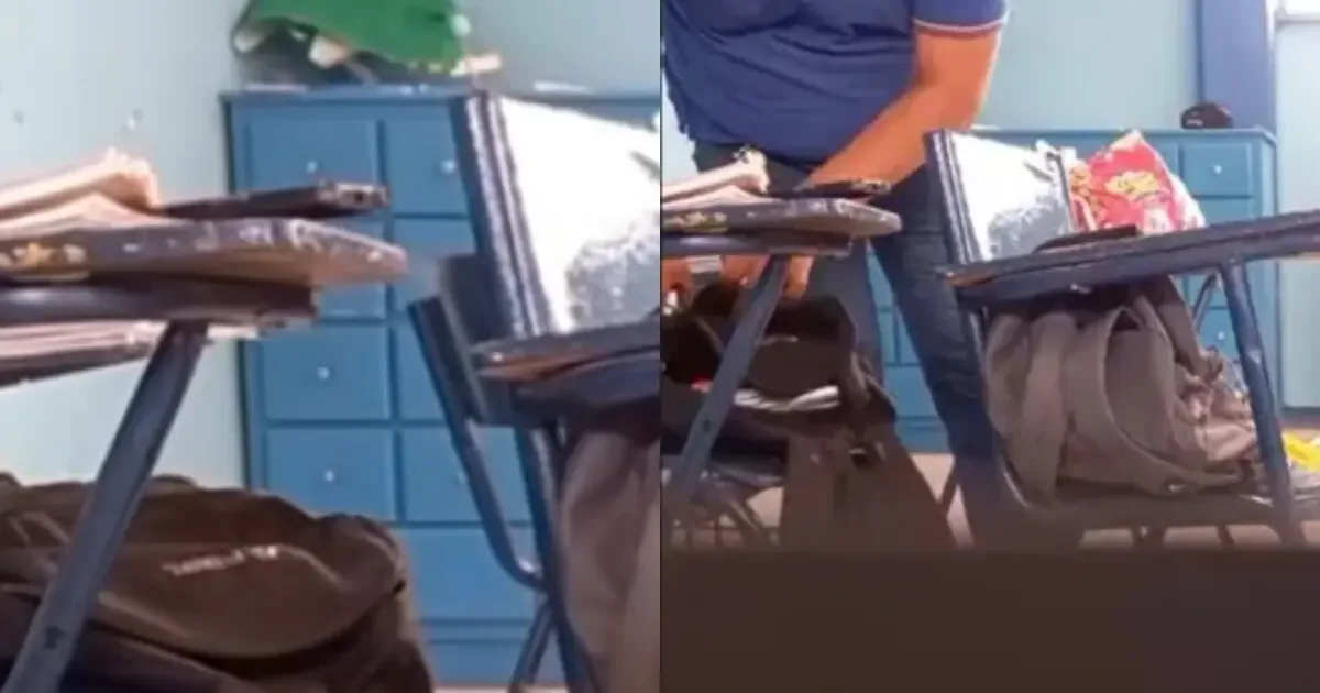 Un video viral revela a un profesor revisando mochilas en un aula vacía, generando indignación entre padres y estudiantes.