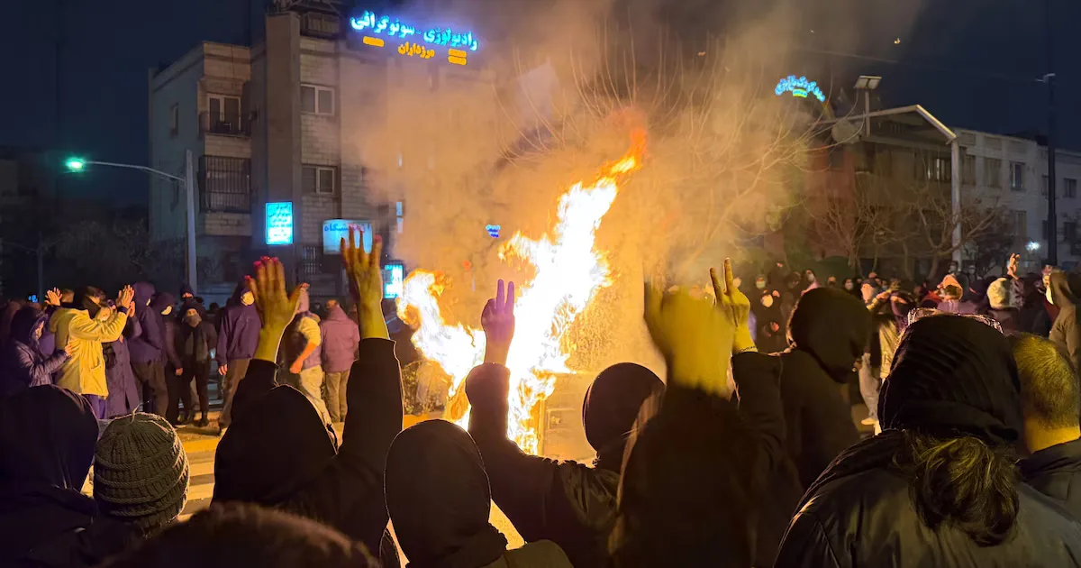 Manifestantes en Teherán durante las protestas contra el régimen iraní.