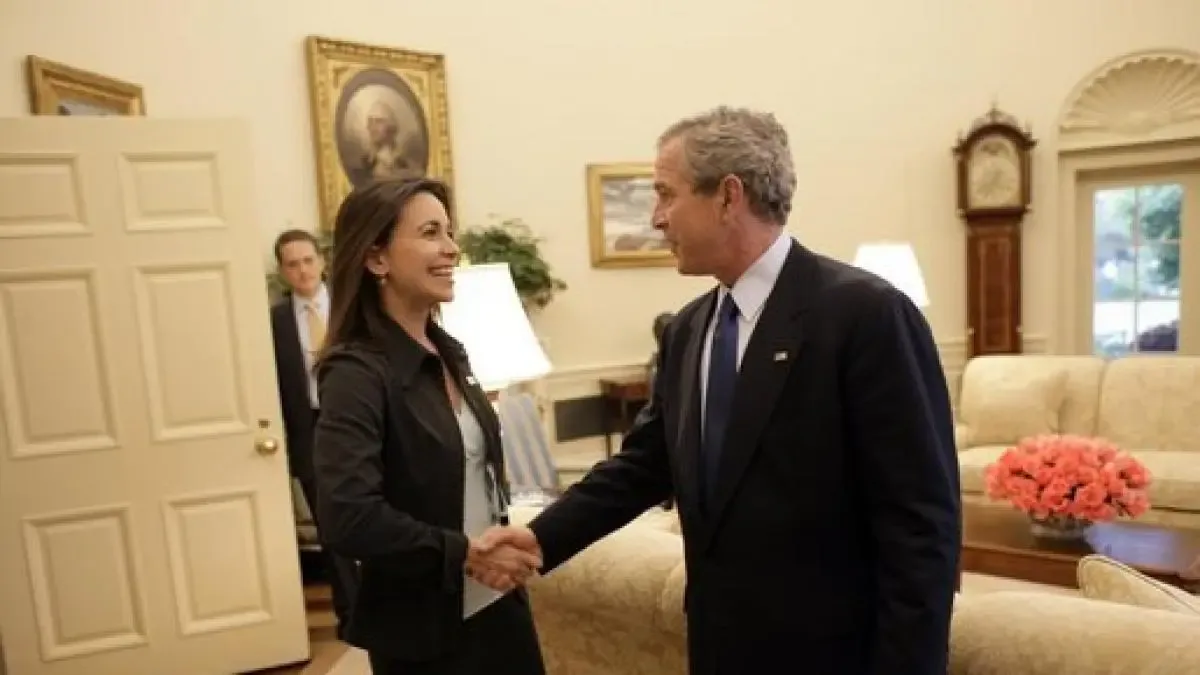 María Corina Machado durante su reunión con el presidente Donald Trump en la Casa Blanca.