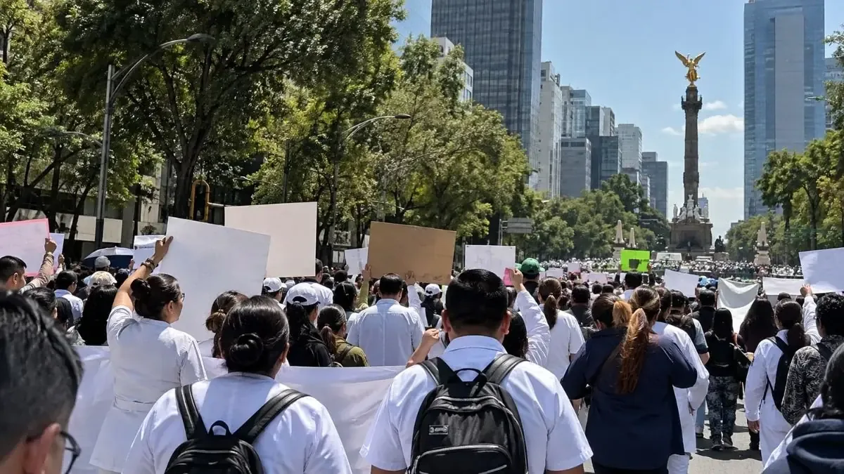 La protesta busca mejores condiciones laborales, incrementos salariales y la renuncia de Rafael Olivos.