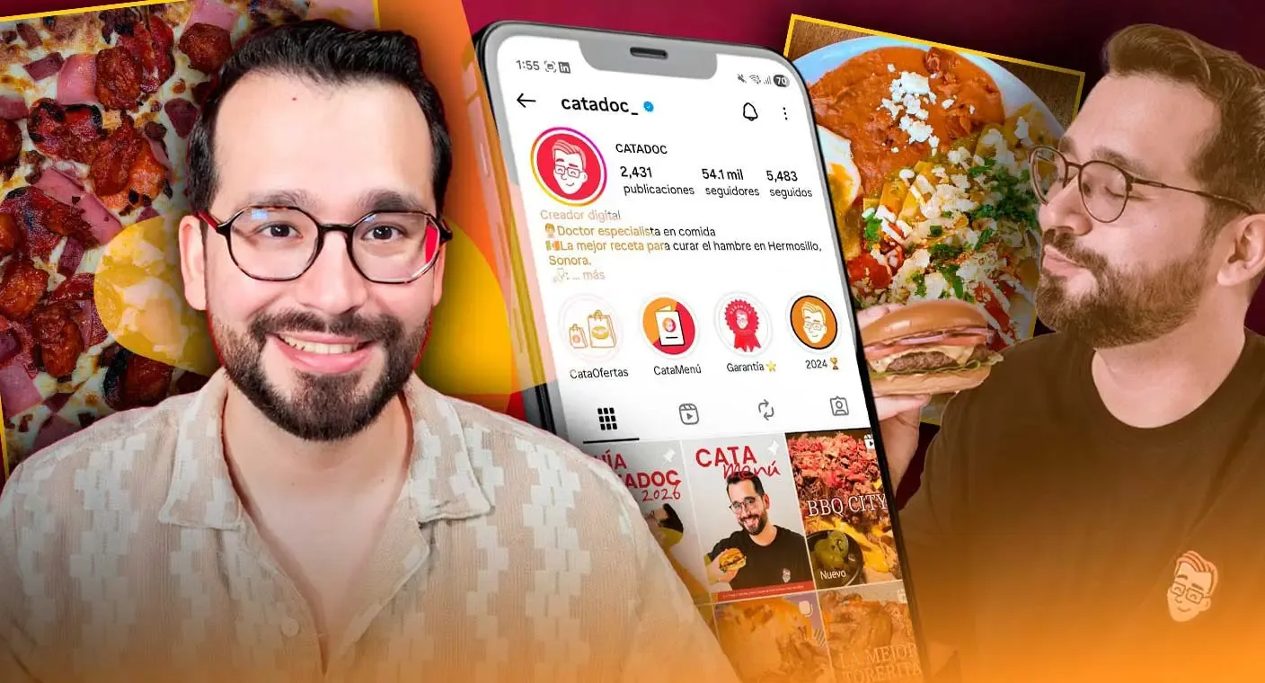 Marco Cabrera, el médico detrás de 'Catadoc', disfrutando de la gastronomía local.