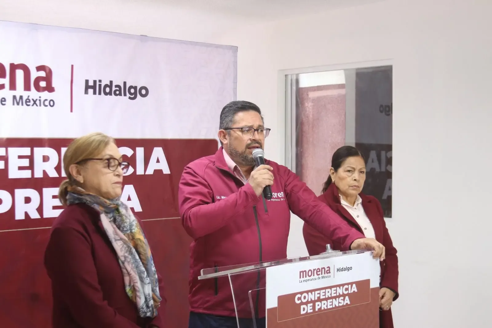 Marco Rico, dirigente de Morena en Hidalgo, anuncia la planeación electoral.
