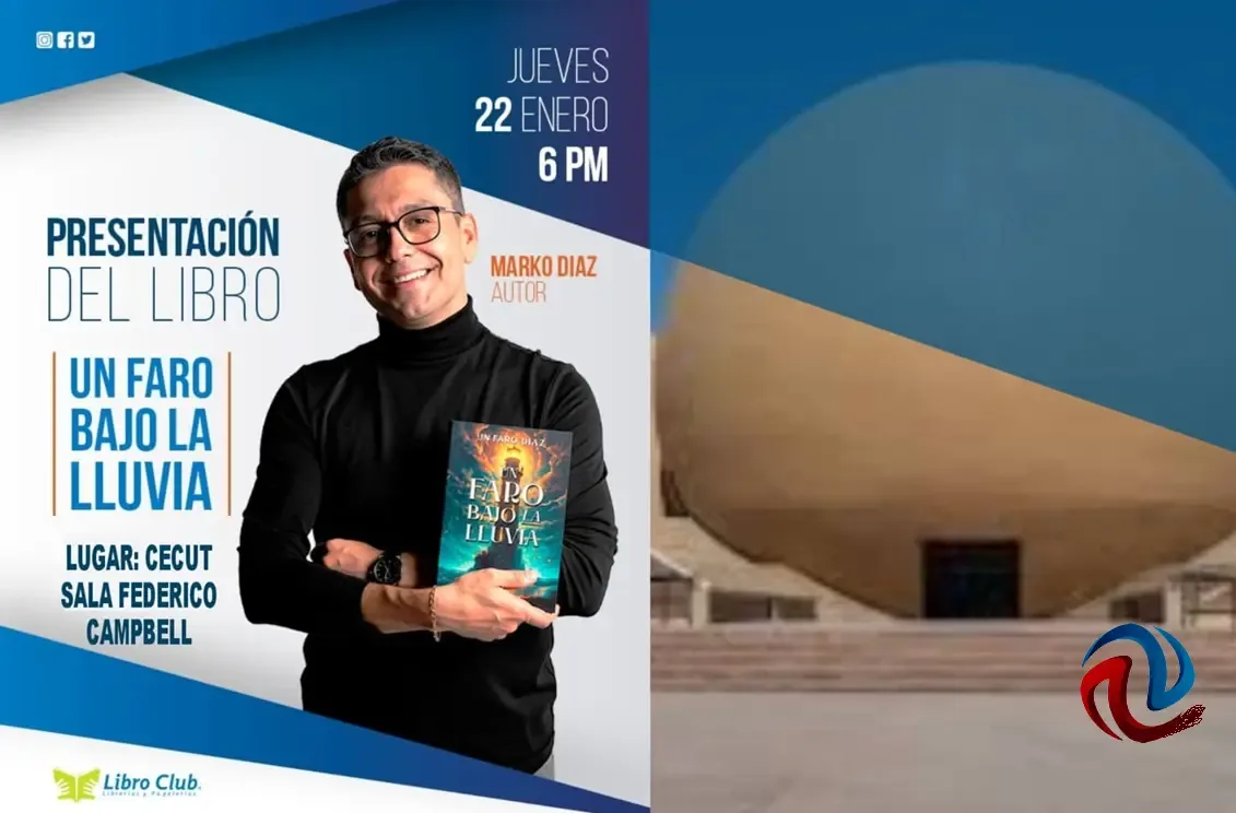 Marko Díaz anuncia la presentación de su libro en el Centro Cultural Tijuana.