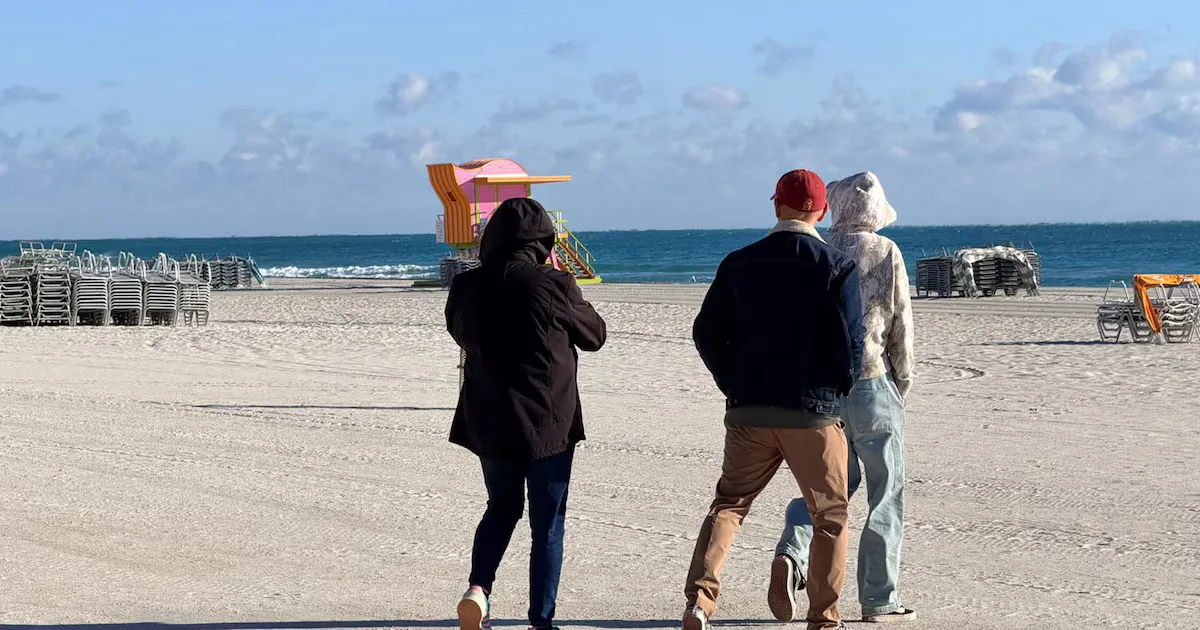 Miami Beach desértica tras la ola de frío extremadamente inusual.
