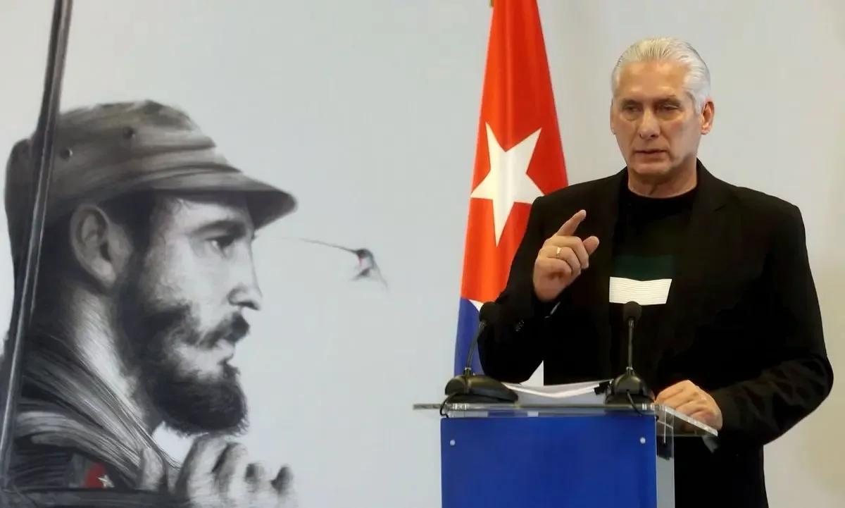 Miguel Díaz-Canel durante la conferencia sobre diálogo con EE. UU.