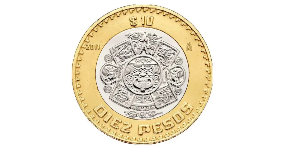 Monedas de 10 pesos con el nuevo material propuesto por Banxico.