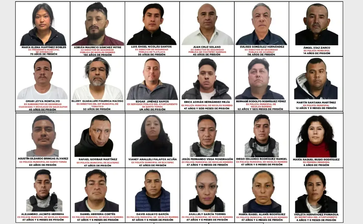 Las condenas afectan a exservidores públicos involucrados en delitos graves.